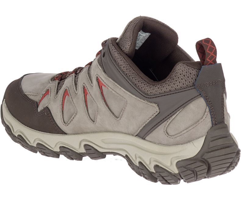 Beige / Red Merrell Pulsate 2 Leather Wide Width Men's Hiking Shoes Canada | 36113M-2HB