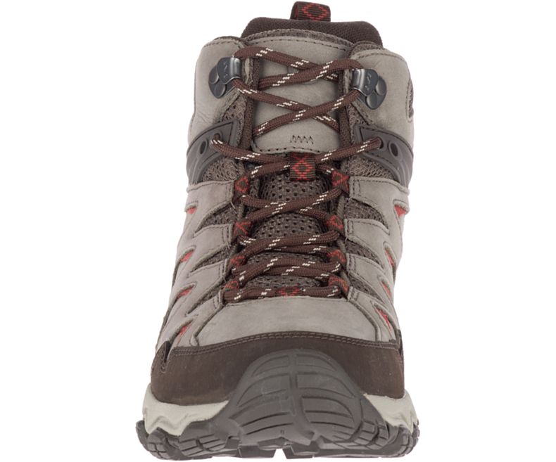 Beige / Red Merrell Pulsate 2 Mid Leather Waterproof Men's Hiking Shoes Canada | 36108M-2HB