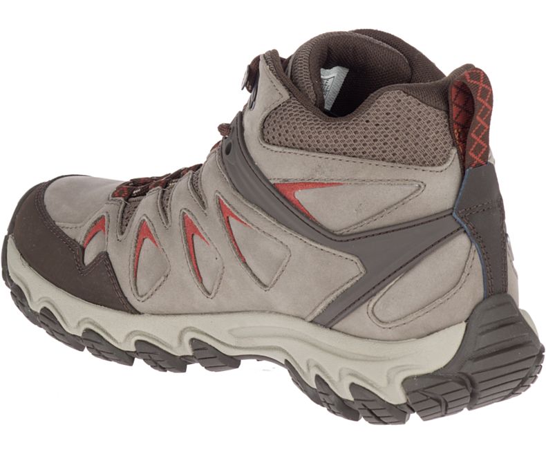 Beige / Red Merrell Pulsate 2 Mid Leather Waterproof Men's Hiking Shoes Canada | 36108M-2HB