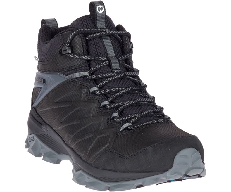 Black / Black Merrell Thermo Freeze Mid Waterproof Men's Hiking Shoes Canada | 35073M-2HB