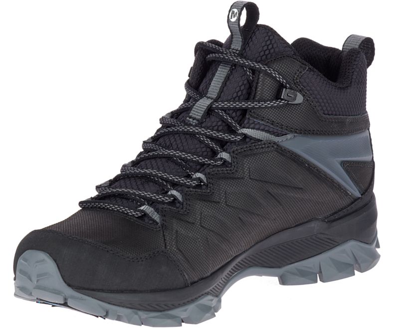 Black / Black Merrell Thermo Freeze Mid Waterproof Men's Hiking Shoes Canada | 35073M-2HB