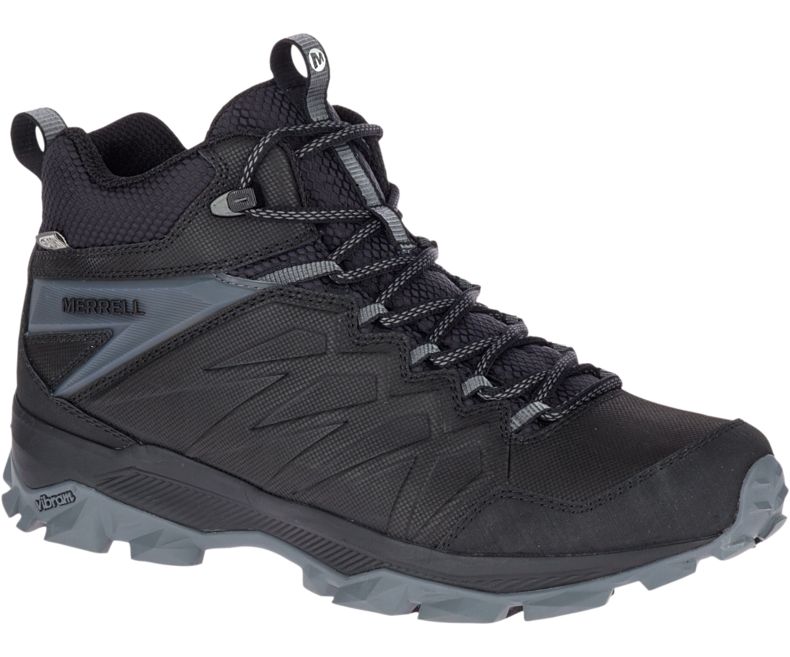 Black / Black Merrell Thermo Freeze Mid Waterproof Men\'s Hiking Shoes Canada | 35073M-2HB