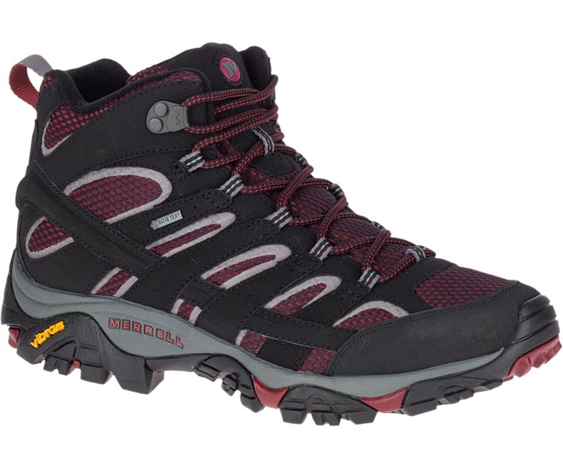 Black / Dark Red Merrell Moab 2 Mid GORE -TEX® Men\'s Hiking Shoes Canada | 27835M-2HB