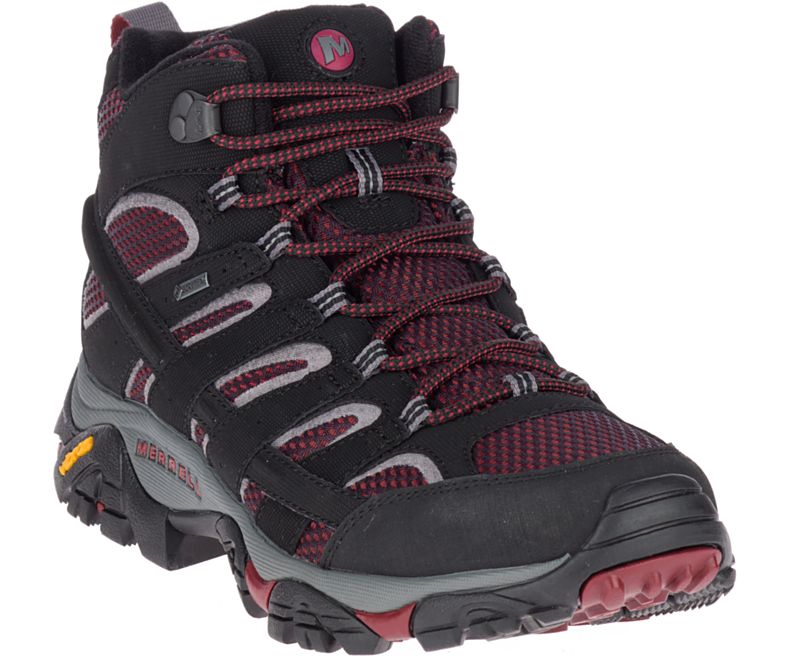 Black / Dark Red Merrell Moab 2 Mid GORE -TEX® Men's Walking Shoes Canada | 27835M-2WB