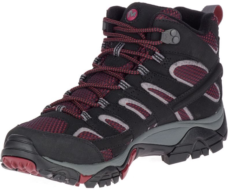 Black / Dark Red Merrell Moab 2 Mid GORE -TEX® Men's Walking Shoes Canada | 27835M-2WB