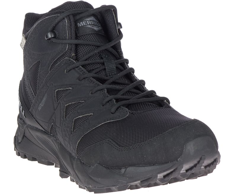 Black Merrell Agility Peak Mid Tactical Waterproof Shoe Men's Walking Shoes Canada | 40840M-2WB