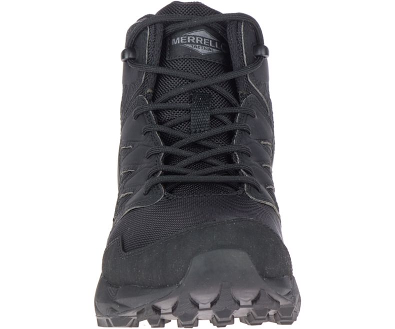 Black Merrell Agility Peak Mid Tactical Waterproof Shoe Men's Walking Shoes Canada | 40840M-2WB