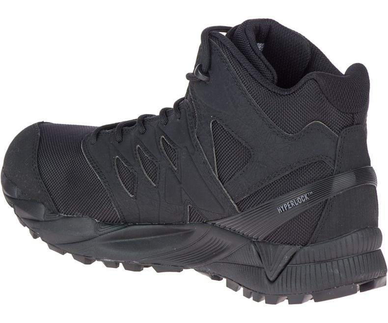 Black Merrell Agility Peak Mid Tactical Waterproof Shoe Men's Walking Shoes Canada | 40840M-2WB