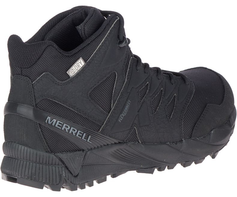 Black Merrell Agility Peak Mid Tactical Waterproof Shoe Men's Walking Shoes Canada | 40840M-2WB