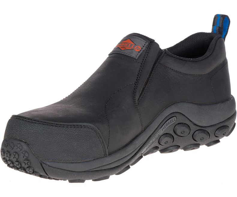 Black Merrell Jungle Moc Comp Toe Work Shoe Men's Slip On Shoes Canada | 29093M-2SB