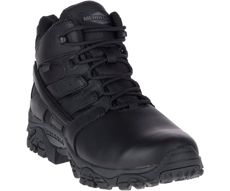 Black Merrell Moab 2 Mid Tactical Response Waterproof Boot Men's Work Boots Canada | 31168M-2WB