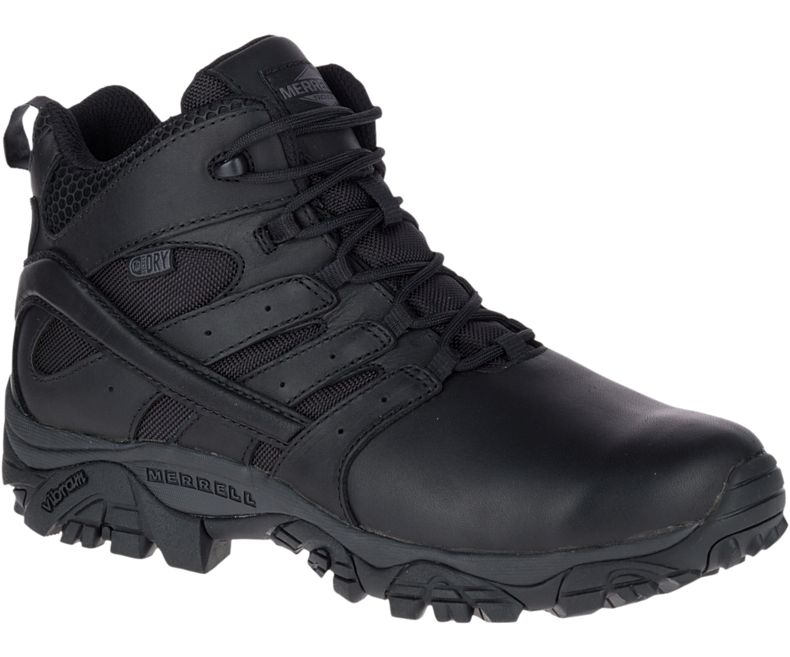 Black Merrell Moab 2 Mid Tactical Response Waterproof Boot Men\'s Work Boots Canada | 31168M-2WB