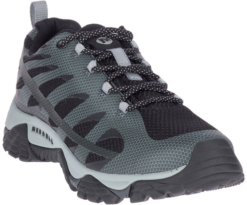 Black Merrell Moab Edge 2 Wide Width Men's Hiking Shoes Canada | 36118M-2HB