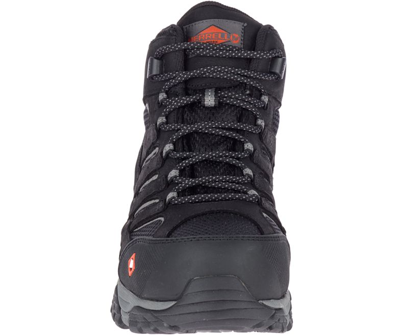 Black Merrell Moab Vertex Mid Waterproof Comp Toe Work Boot Wide Width Men's Hiking Boots Canada | 38742M-2HB