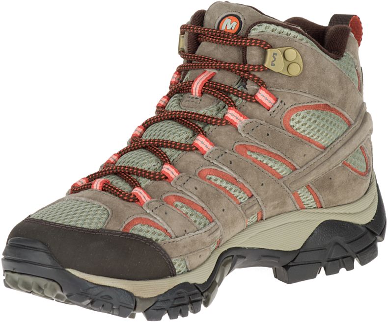 Brown / Dark Red Merrell Moab 2 Mid Waterproof Wide Width Women's Walking Shoes Canada | 27934W-1WB