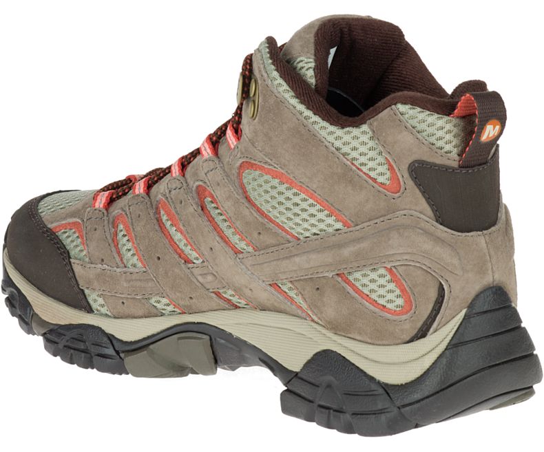 Brown / Dark Red Merrell Moab 2 Mid Waterproof Wide Width Women's Walking Shoes Canada | 27934W-1WB