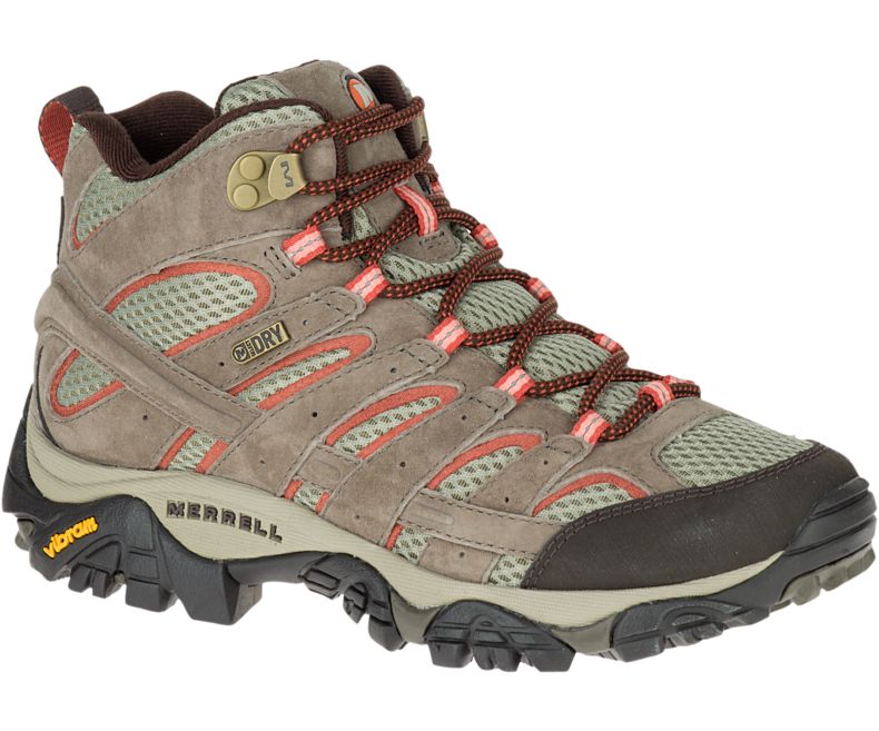 Brown / Dark Red Merrell Moab 2 Mid Waterproof Wide Width Women\'s Walking Shoes Canada | 27934W-1WB