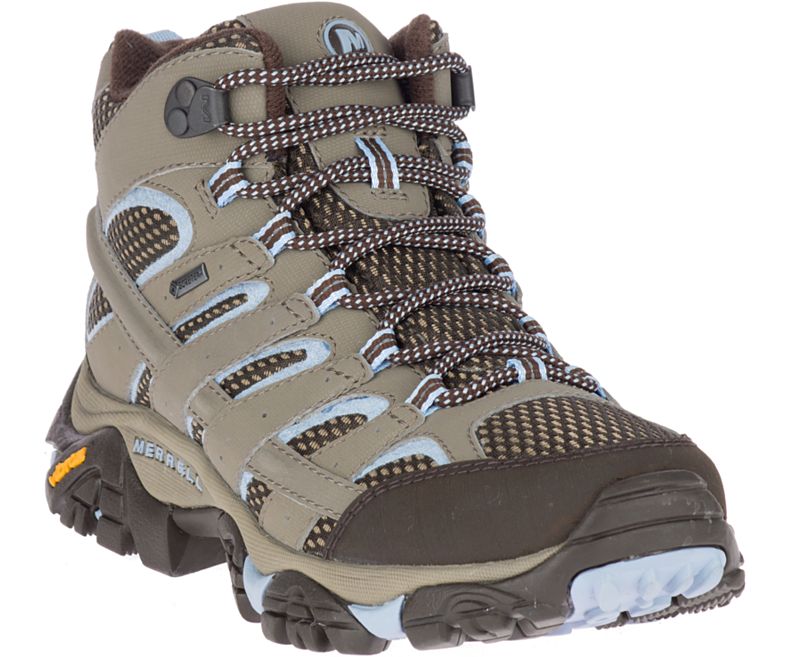 Brown / Light Blue Merrell Moab 2 Mid GORE -TEX® Women's Hiking Shoes Canada | 27874W-1HB