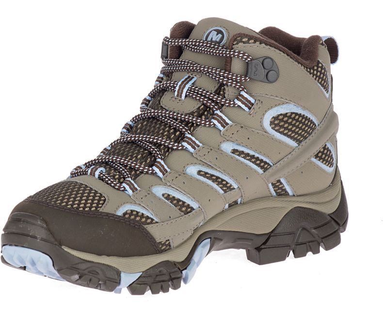 Brown / Light Blue Merrell Moab 2 Mid GORE -TEX® Women's Hiking Shoes Canada | 27874W-1HB