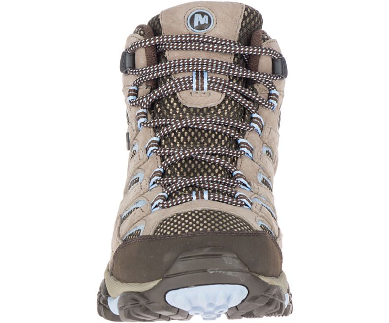 Brown / Light Blue Merrell Moab 2 Mid Waterproof Women's Hiking Shoes Canada | 27933W-1HB