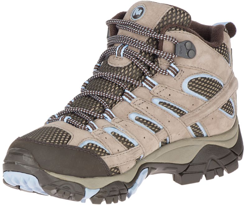 Brown / Light Blue Merrell Moab 2 Mid Waterproof Women's Hiking Shoes Canada | 27933W-1HB