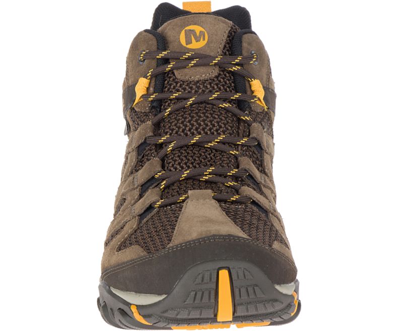 Brown Merrell Alverstone Mid Waterproof Wide Width Men's Hiking Shoes Canada | 35662M-2HB