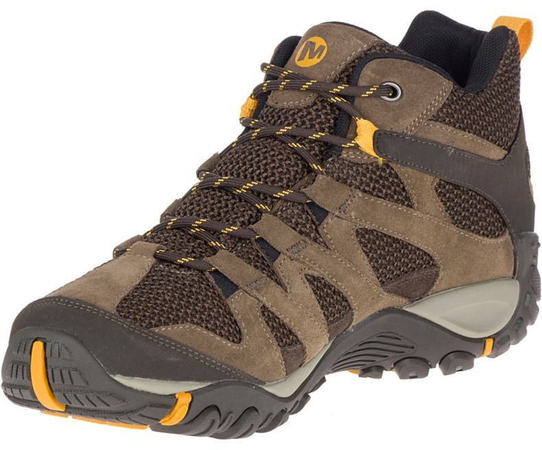 Brown Merrell Alverstone Mid Waterproof Wide Width Men's Hiking Shoes Canada | 35662M-2HB