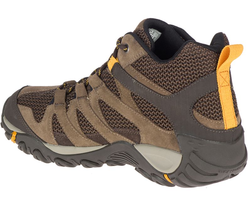 Brown Merrell Alverstone Mid Waterproof Wide Width Men's Hiking Shoes Canada | 35662M-2HB