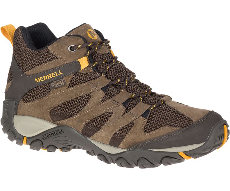 Brown Merrell Alverstone Mid Waterproof Wide Width Men\'s Hiking Shoes Canada | 35662M-2HB