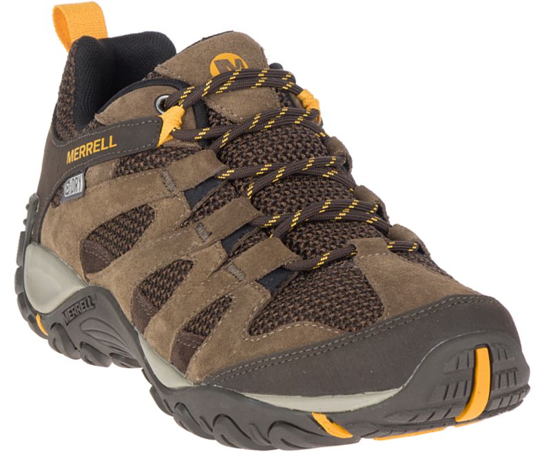 Brown Merrell Alverstone Waterproof Wide Width Men's Walking Shoes Canada | 35665M-2WB