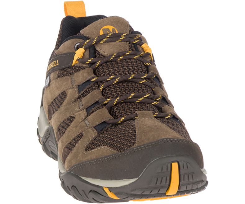 Brown Merrell Alverstone Waterproof Wide Width Men's Walking Shoes Canada | 35665M-2WB