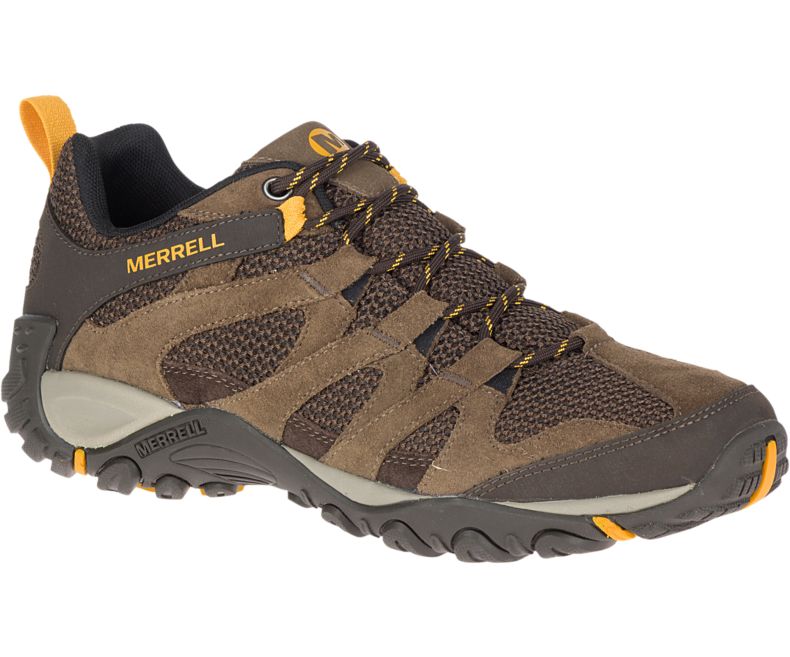 Brown Merrell Alverstone Waterproof Wide Width Men\'s Hiking Shoes Canada | 35668M-2HB