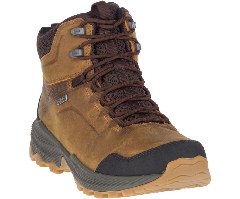 Brown Merrell Forestbound Mid Waterproof Men's Hiking Shoes Canada | 34940M-2HB