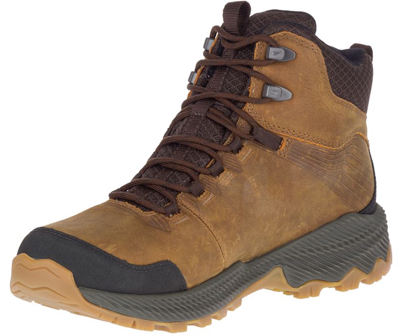 Brown Merrell Forestbound Mid Waterproof Men's Hiking Shoes Canada | 34940M-2HB