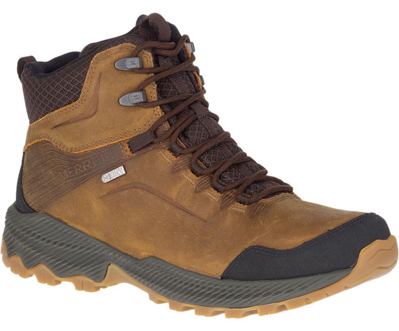 Brown Merrell Forestbound Mid Waterproof Men\'s Hiking Shoes Canada | 34940M-2HB