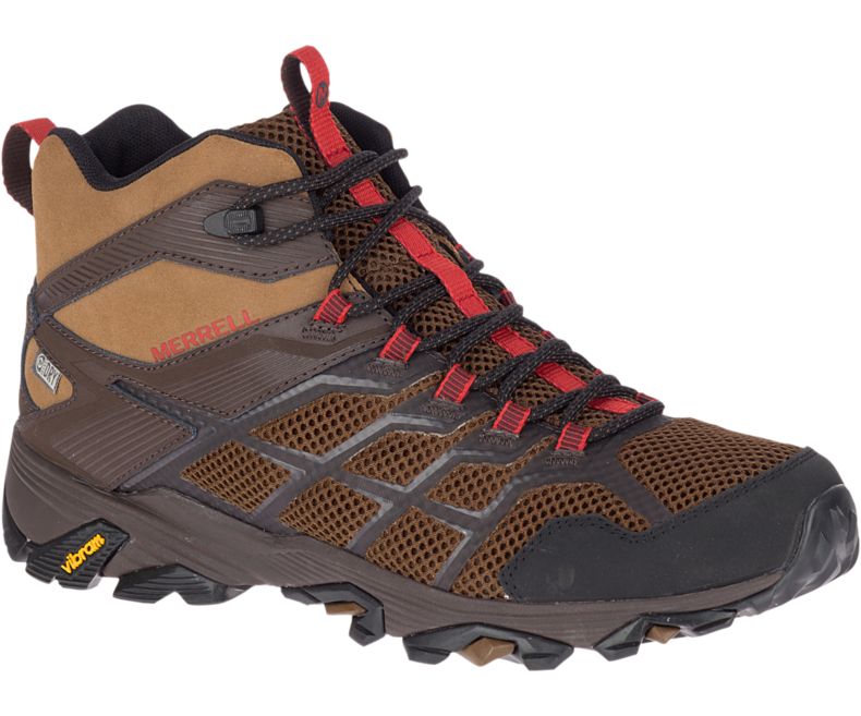 Brown Merrell Moab FST 2 Mid Waterproof Men\'s Hiking Shoes Canada | 33185M-2HB