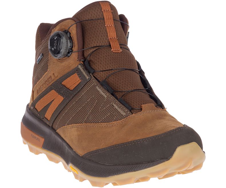 Brown Merrell Zion Boa Mid GORE -TEX® Men's Hiking Shoes Canada | 41232M-2HB