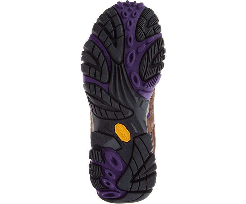 Brown / Purple Merrell Moab 2 Mid Ventilator Wide Width Women's Hiking Shoes Canada | 27938W-1HB