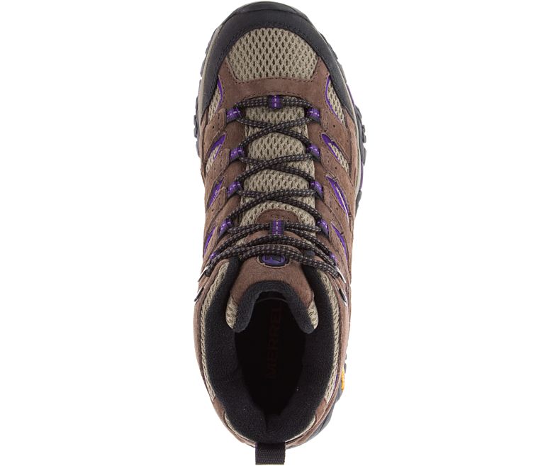 Brown / Purple Merrell Moab 2 Mid Ventilator Wide Width Women's Hiking Shoes Canada | 27938W-1HB