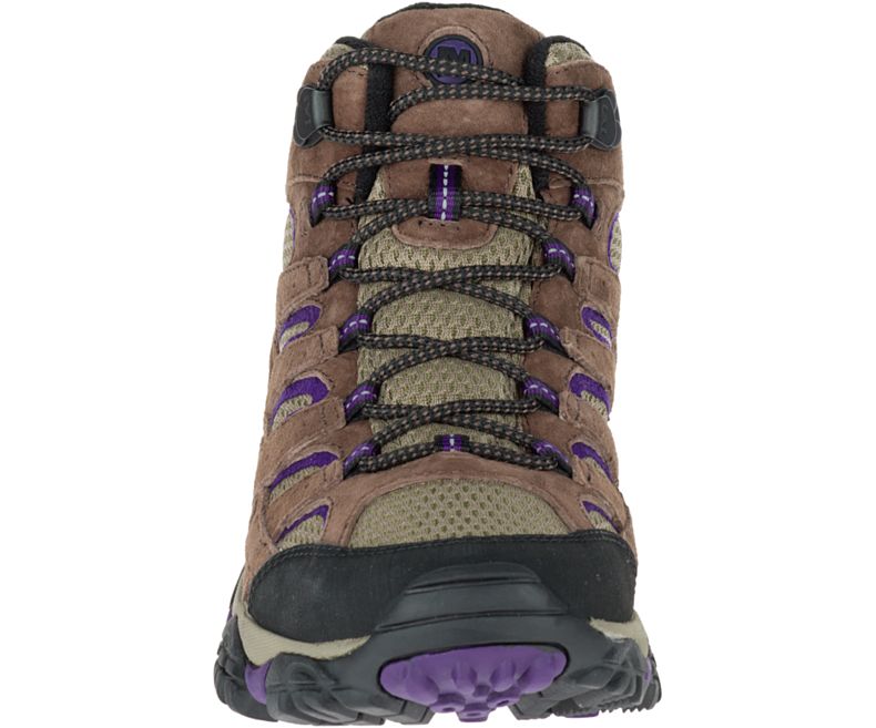 Brown / Purple Merrell Moab 2 Mid Ventilator Wide Width Women's Hiking Shoes Canada | 27938W-1HB