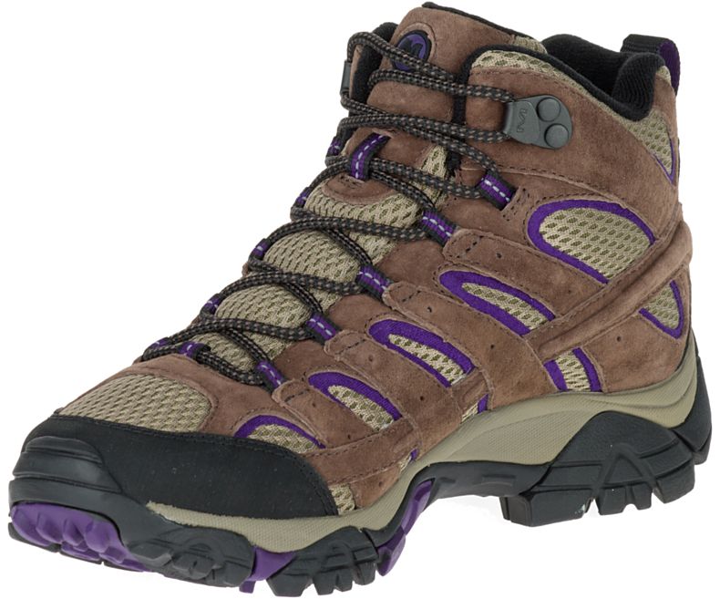 Brown / Purple Merrell Moab 2 Mid Ventilator Wide Width Women's Hiking Shoes Canada | 27938W-1HB