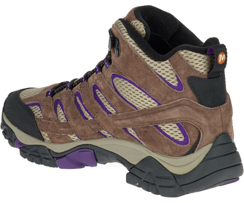 Brown / Purple Merrell Moab 2 Mid Ventilator Wide Width Women's Hiking Shoes Canada | 27938W-1HB