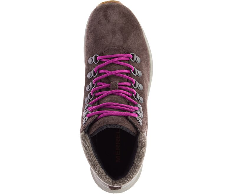 Brown / Rose Merrell Ontario Suede Mid Women's Hiking Shoes Canada | 40756W-1HB