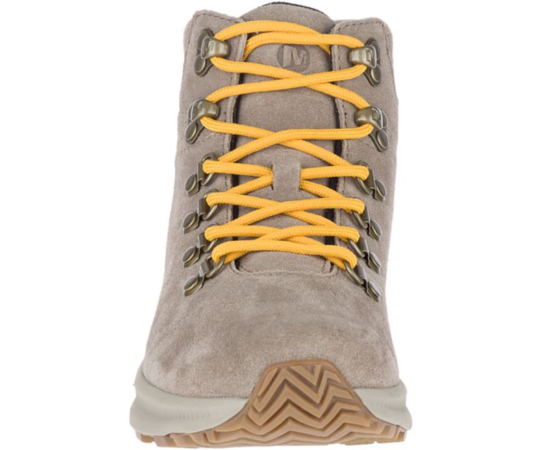 Brown / Yellow Merrell Ontario Suede Mid Women's Hiking Shoes Canada | 40756W-1HA