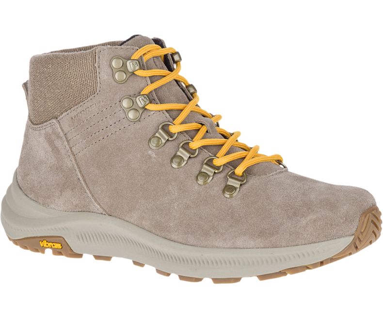 Brown / Yellow Merrell Ontario Suede Mid Women\'s Hiking Shoes Canada | 40756W-1HA