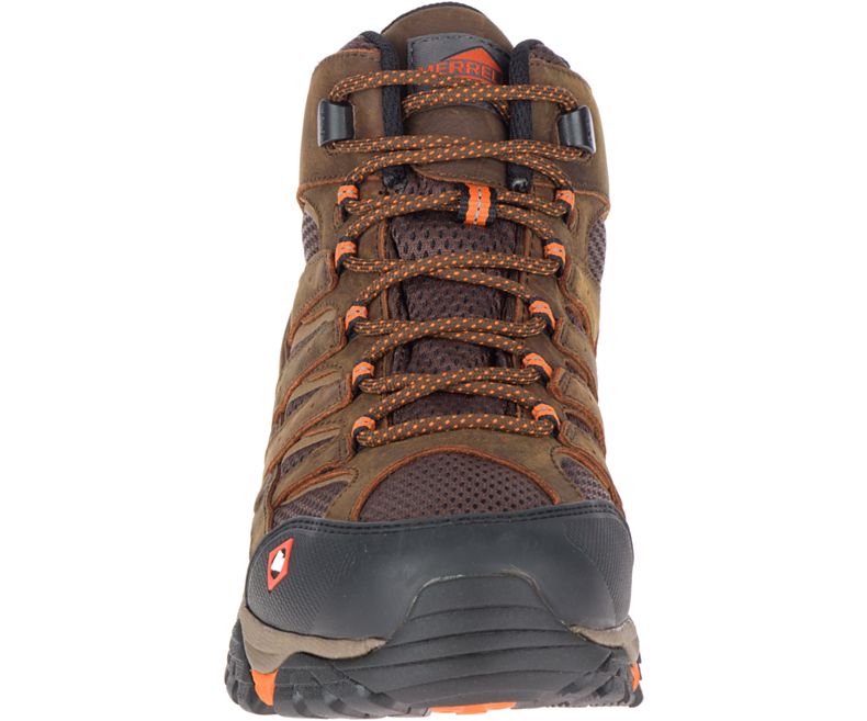 Chocolate Merrell Moab Vertex Mid Waterproof SR Work Boot Wide Width Men's Hiking Boots Canada | 38745M-2HC