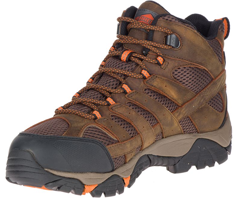 Chocolate Merrell Moab Vertex Mid Waterproof SR Work Boot Wide Width Men's Hiking Boots Canada | 38745M-2HC