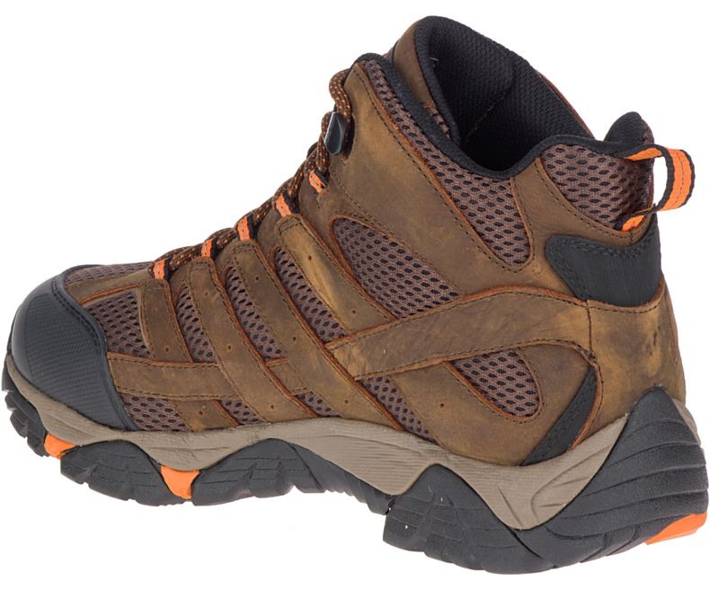 Chocolate Merrell Moab Vertex Mid Waterproof SR Work Boot Wide Width Men's Hiking Boots Canada | 38745M-2HC