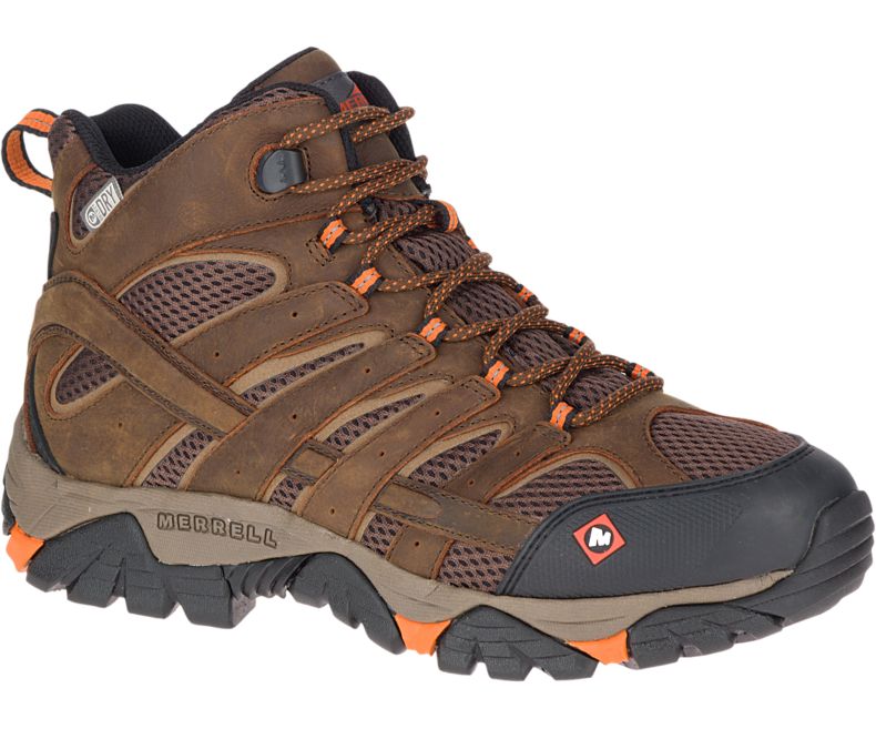 Chocolate Merrell Moab Vertex Mid Waterproof SR Work Boot Wide Width Men\'s Hiking Boots Canada | 38745M-2HC