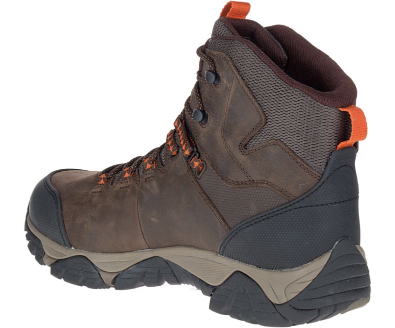 Dark Brown Merrell Phaserbound Mid Waterproof Work Boot Wide Width Men's Waterproof Boots Canada | 29812M-2WD